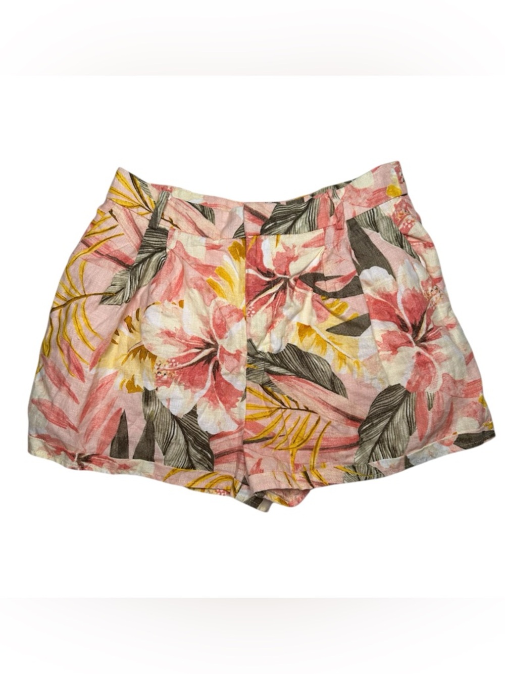 Anthropology linen Joie Pink Floral Linen-Blend Shorts